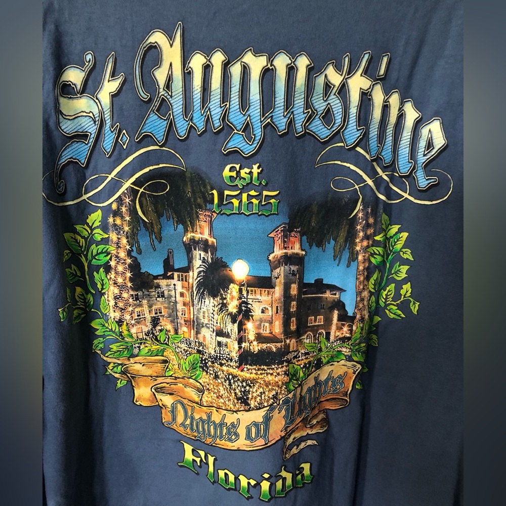 Gildan Cotton Blue St. Augustine Nights of Lights Long Sleeve T-Shirt 2XL